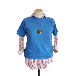 Clare V. Blue short sleeve organic cotton sweatshirt